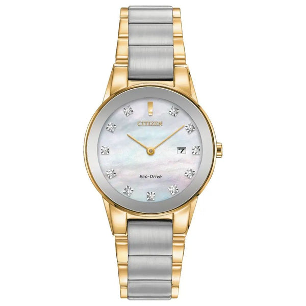 Citizen Axion Eco-Drive Diamond 2 Tone 30mm Ladies Watch GA1054-50D