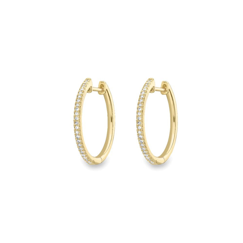 9ct Gold Diamond Huggie Hoop Earrings