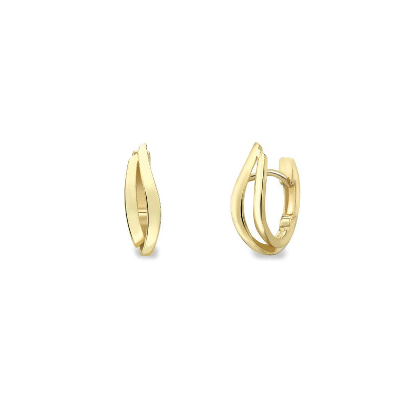 9ct Gold Double Bar Huggie Hoop Earrings