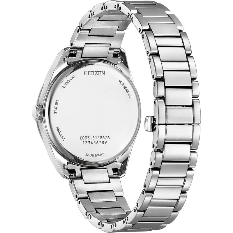 Citizen Arezzo Eco Drive Silver Steel White Dial 35mm Ladies Watch EM0970-53A