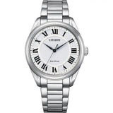 Citizen Arezzo Eco Drive Silver Steel White Dial 35mm Ladies Watch EM0970-53A