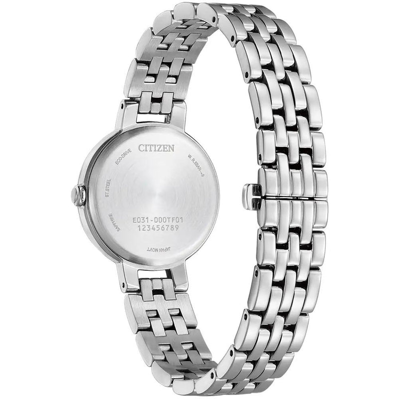 Citizen L Silhouette Eco Drive Silver Steel Mother of Pearl 28mm Ladies Watch EM0990-81Y