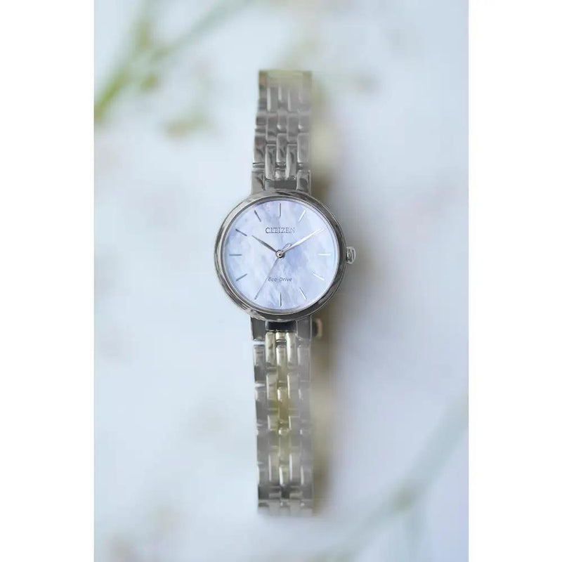 Citizen L Silhouette Eco Drive Silver Steel Mother of Pearl 28mm Ladies Watch EM0990-81Y