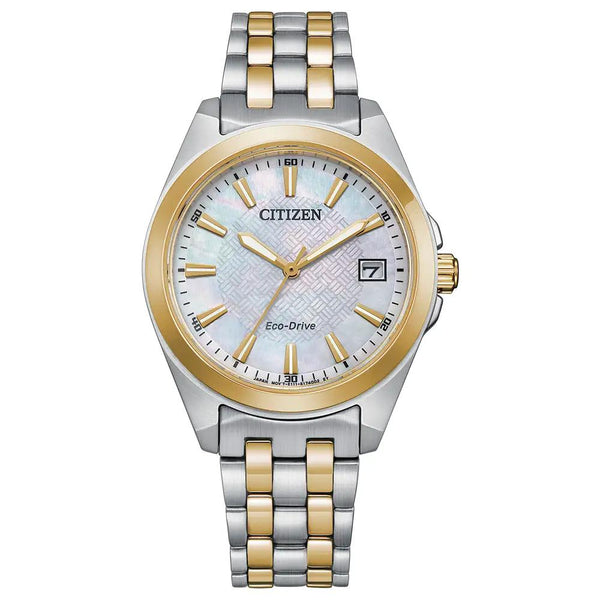 Citizen Peyten Eco Drive Two Tone Steel Mother of Pearl Dial 33mm Ladies Watch EO1224-54D