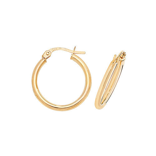 9ct Gold Polished Round Hoop Earrings