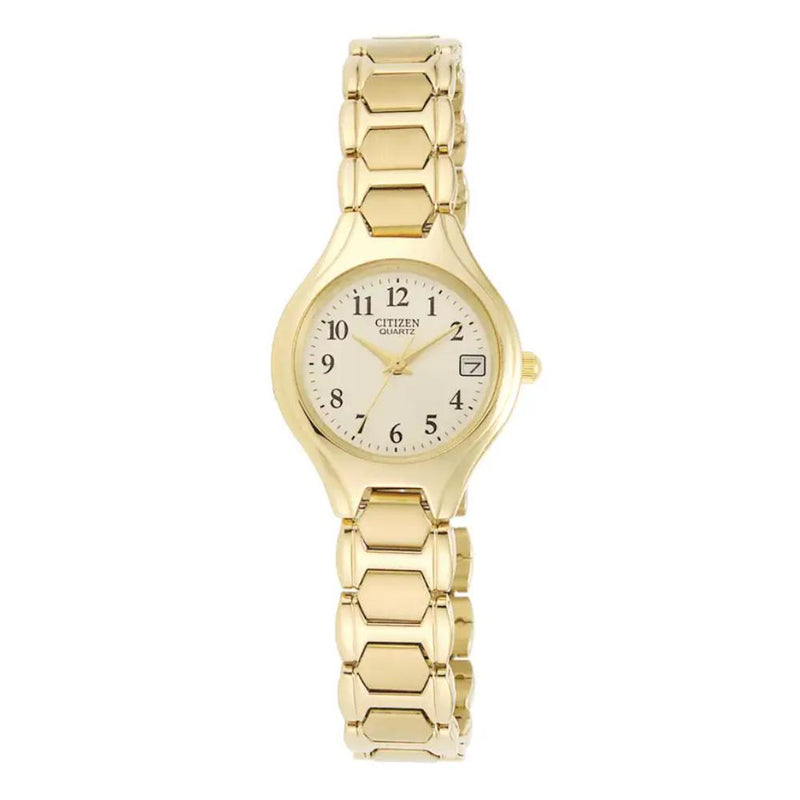 Citizen Quartz Gold Tone Steel White Dial 23mm Ladies Watch EU2252-56P