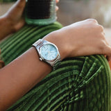 Citizen Eco-Drive Silver Steel Blue Dial 33mm Watch EW2700-54L