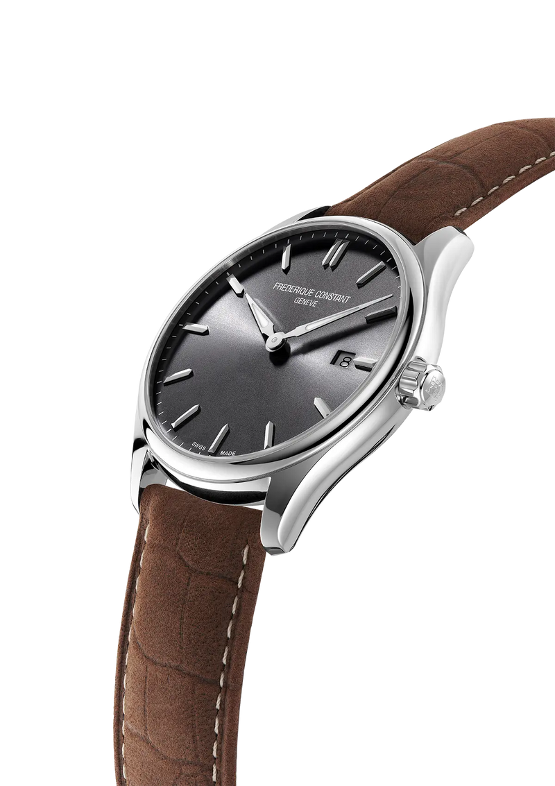 Frederique Constant Classics Index Steel Brown Leather Watch FC-220DGS5B6
