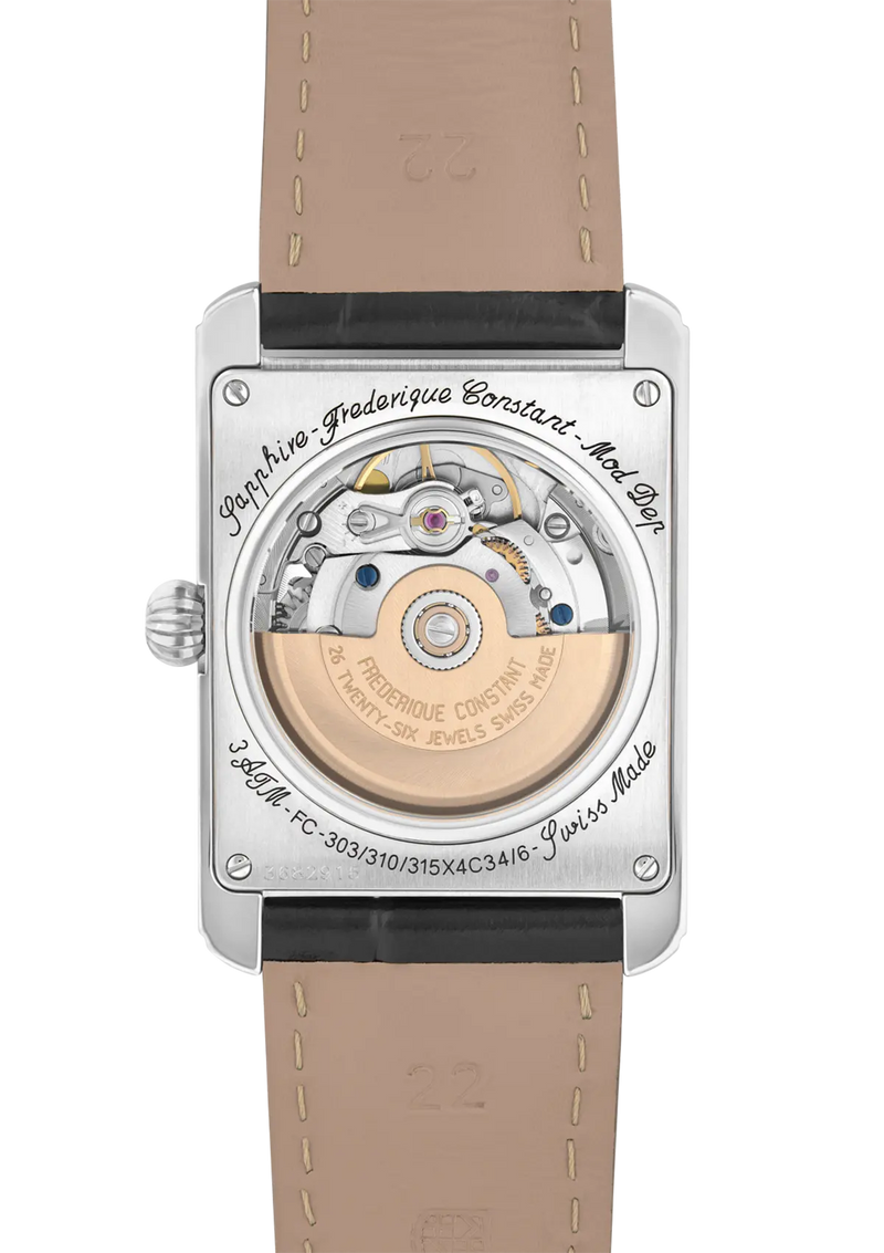Frederique Constant Classics Automatic Rectangular Black Leather Watch FC-303S4C6
