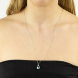 9ct White Gold Diamond & Oval Topaz Necklace