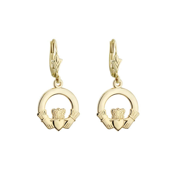 14ct Gold Claddagh Drop Earrings