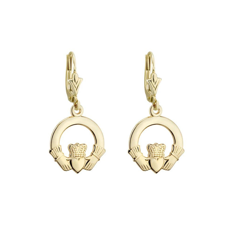 14ct Gold Claddagh Drop Earrings