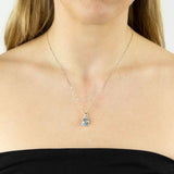 9ct White Gold Diamond & Oval Topaz Necklace