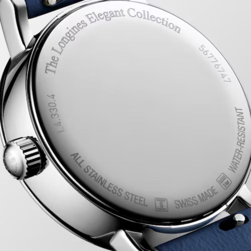 Longines Elegant Collection Moonphase Quartz Blue Leather 30mm Watch L43304112