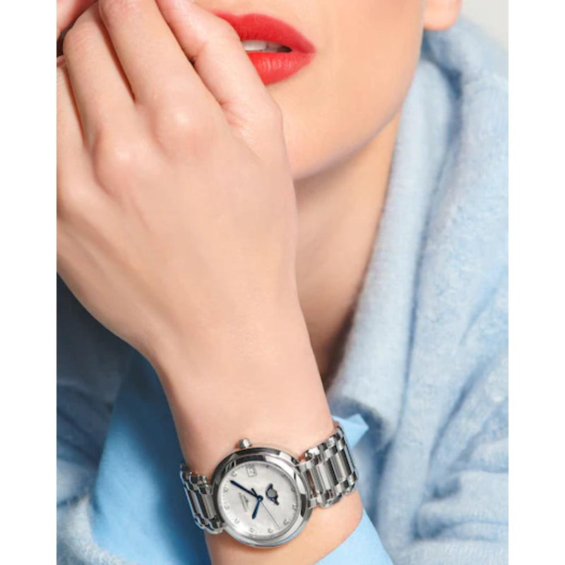 Longines PrimaLuna Moonphase Quartz White Mother of Pearl Dial 34mm Diamond Watch L81164876