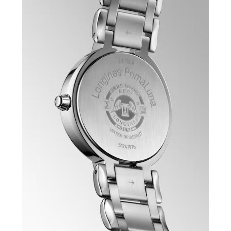 Longines PrimaLuna Moonphase Quartz White Mother of Pearl Dial 34mm Diamond Watch L81164876