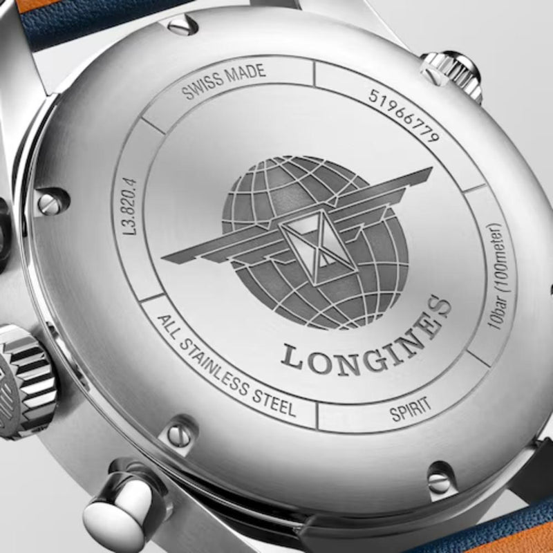 Longines Spirit Automatic Blue Leather Chronograph 42mm Watch L38204930