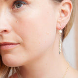 Martina Hamilton Leaf and Pearl 9ct Gold Drop Earrings