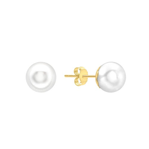 9ct Gold 9mm Cultured freshwater Pearl Stud Earrings