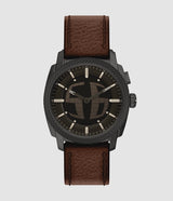 Fossil Machine Big Tic Quartz Black Dial Leather Strap 41mm Watch FS6165