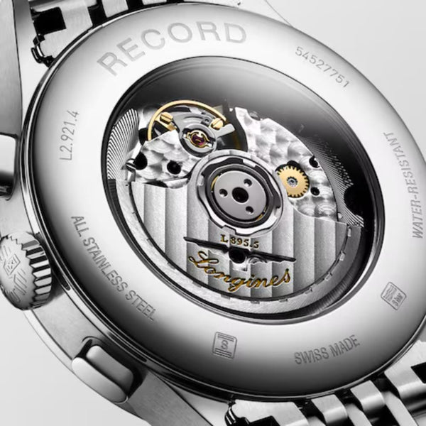 Longines Record Automatic Silver Steel Black Matt Dial 40mm Watch L29214566