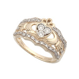 14ct Gold 0.25ct Diamond Wide Claddagh Ring