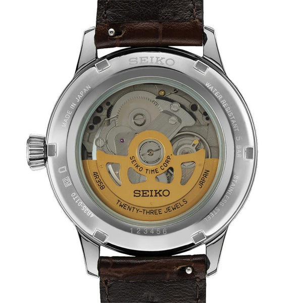 SEIKO Presage Automatic Blue Dial Leather Strap 40.5mm Watch SRPB15J1