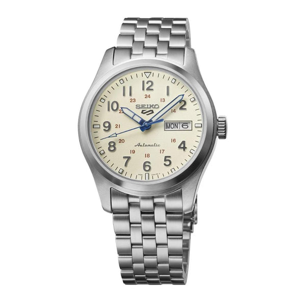 Seiko 5 Sports Automatic Silver Steel Cream Dial 110th Limited Edition 39.40mm Watch SRPK41K1