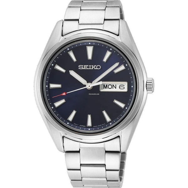 Seiko Essential Time Quartz Silver Steel Blue Dial 36mm Bracelet Watch SUR517P1