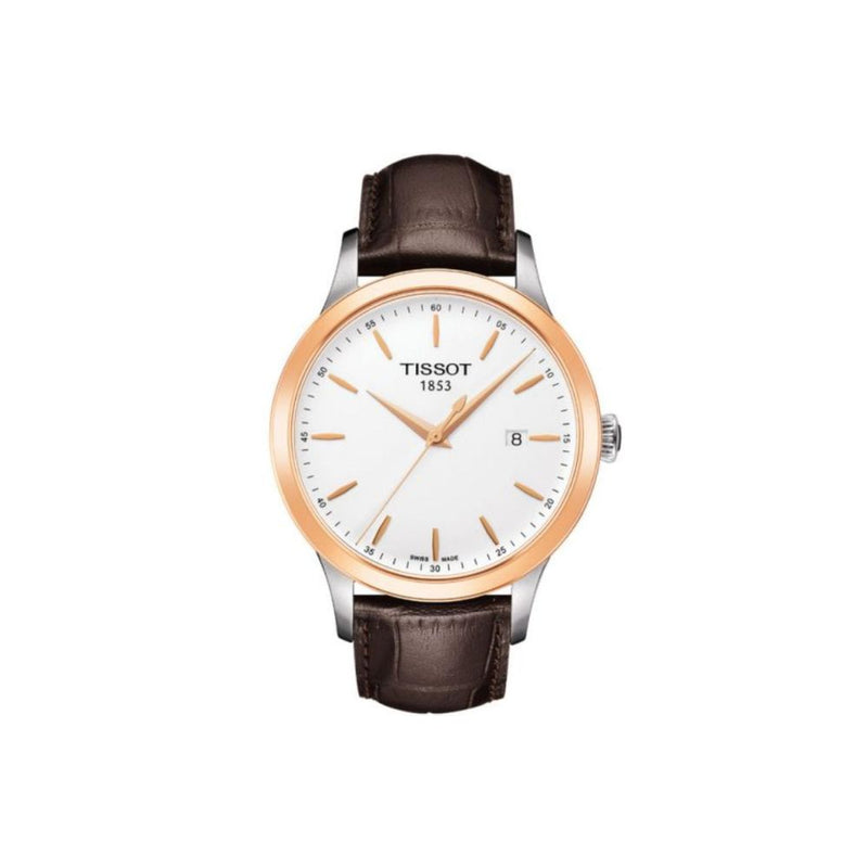 Tissot Couturier Quartz Silver Steel Brown Leather Strap 41mm Watch T9124104601100