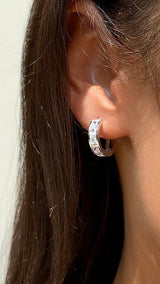 Carat London Sterling Silver Waverly Princess Bezel Hoop Earrings