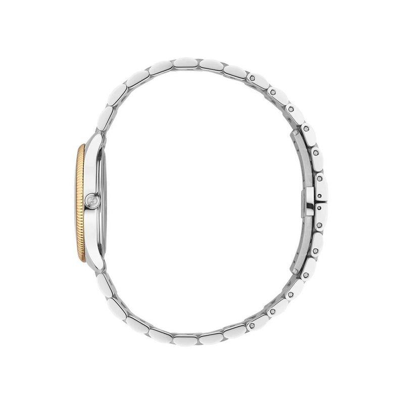 Gucci G-Timeless Quartz Pink Gold Tone Bezel Silvee Dial 29mm Watch YA1265070