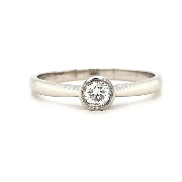 Platinum Rub Over Solitaire Diamond Ring