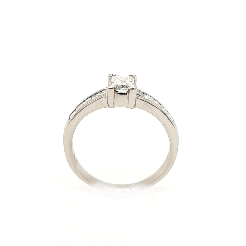 Platinum Princess Cut 0.65ct Diamond Shoulders Engagement Ring
