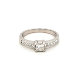 Platinum Princess Cut 0.65ct Diamond Shoulders Engagement Ring