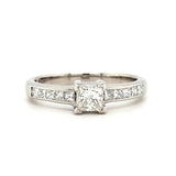 Platinum Princess Cut Diamond Shoulders Enagement Ring