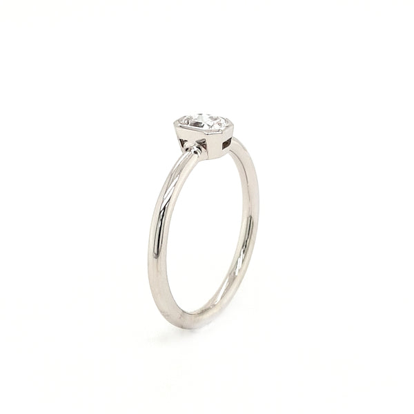 Platinum Emerald Cut 0.40ct Diamond Solitaire Engagement Ring