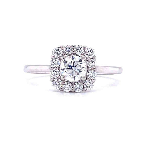 Platinum Cushion Halo 0.80ct Diamond Engagement Ring