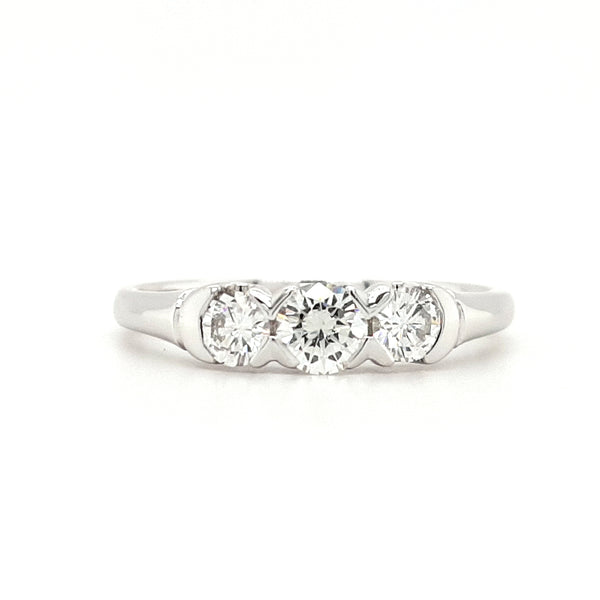 Platinum Three Stone Tension Set 0.55ct Engagement Ring