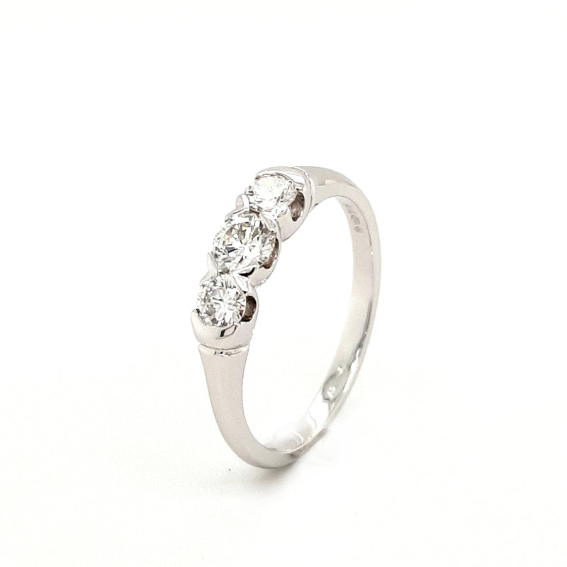 Platinum Three Stone Tension Set 0.55ct Engagement Ring