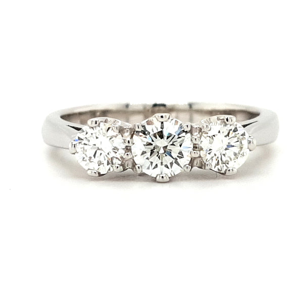 Platinum Three Stone 0.85ct Diamond Engagement Ring