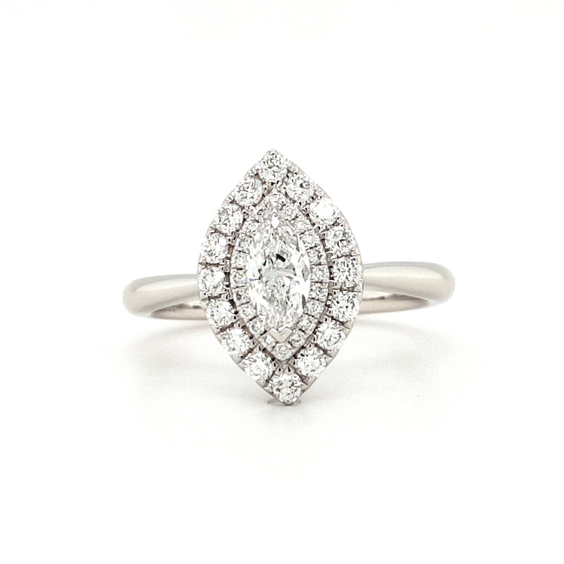 Platinum Marquise Halo 0.32ct Diamond Engagement Ring