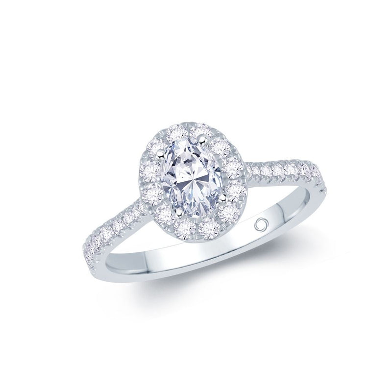 Platinum Oval Halo 0.91ct Diamond Ring