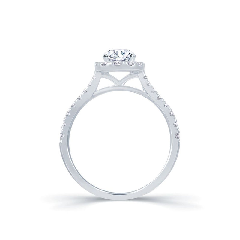 Platinum Oval Halo 0.91ct Diamond Ring