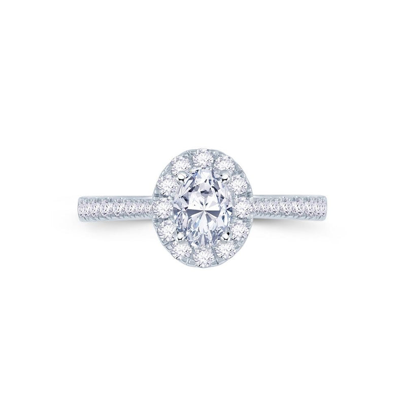 Platinum Oval Halo 0.91ct Diamond Engagement Ring