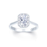 Platinum Emerald Cut Halo Engagment Ring