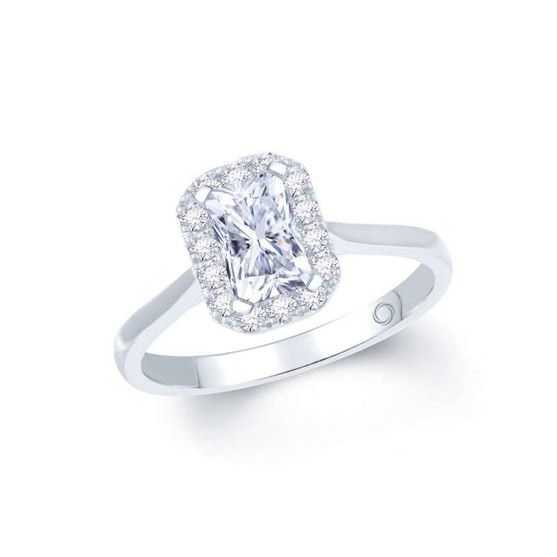 Platinum Emerald Cut Halo 0.68ct Diamond Ring