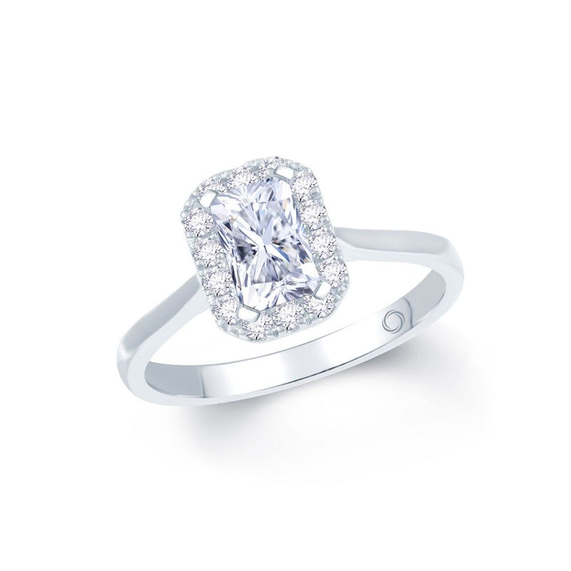 Platinum Emerald Cut Halo 0.68ct Diamond Engagment Ring