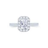 Platinum Emerald Cut Halo 0.68ct Diamond Ring