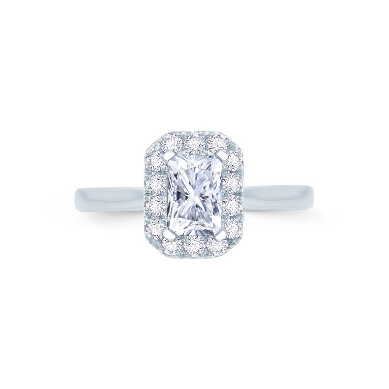 Platinum Emerald Cut Halo 0.68ct Diamond Ring